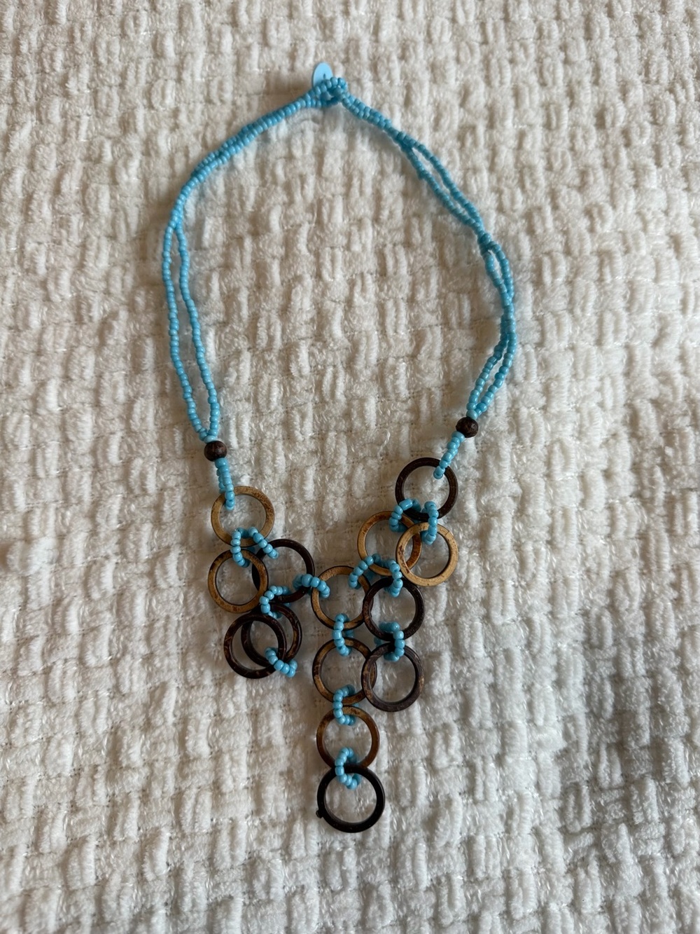 Turquoise Beaded Ring Drop Necklace